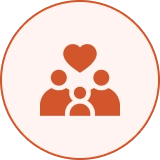 Family icon with heart above them.