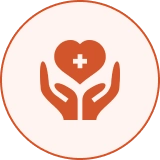 Hands holding a heart with cross.