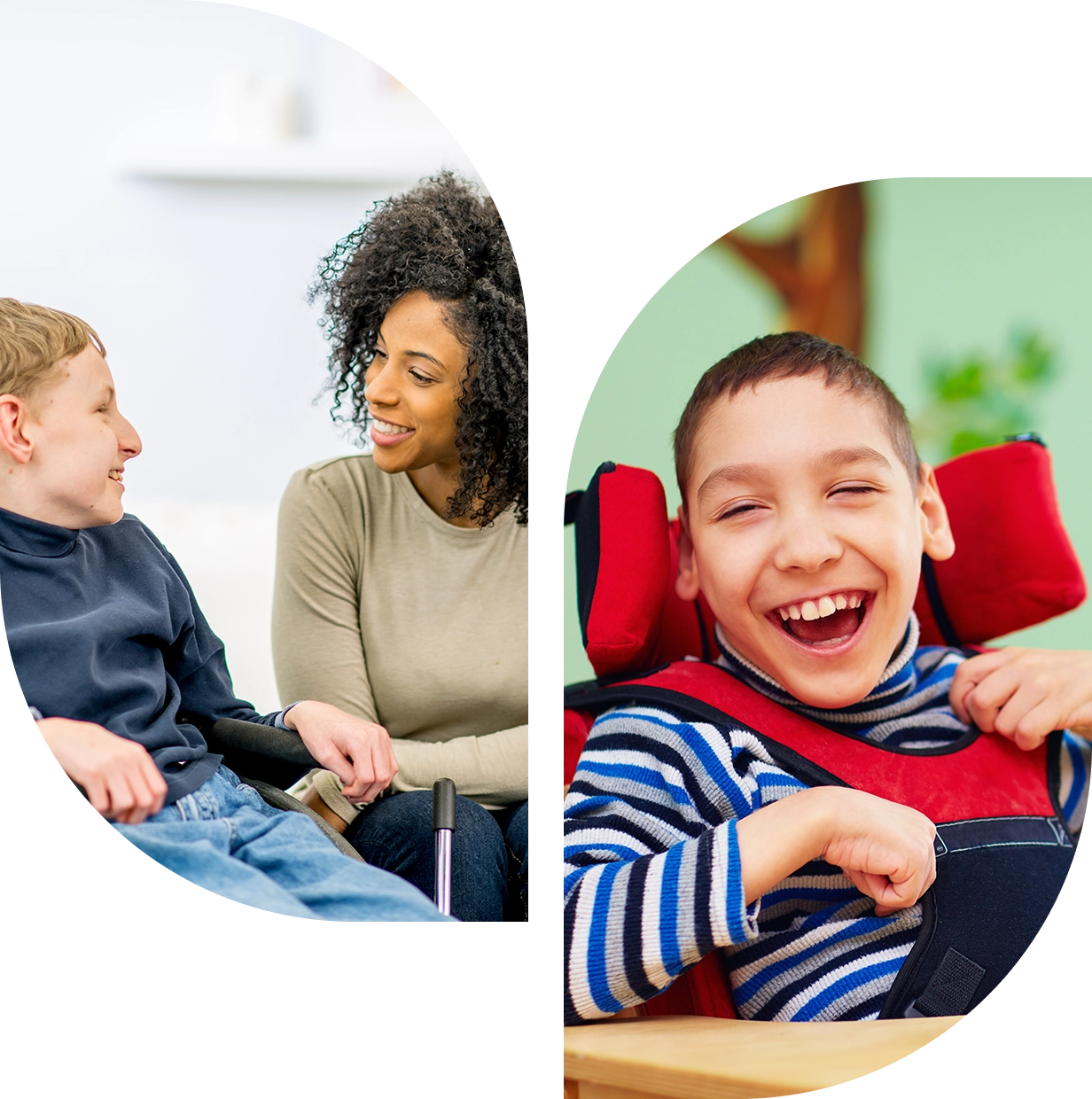 Children smiling and interacting with adults.
