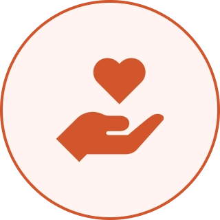 Hand holding heart icon in circle.